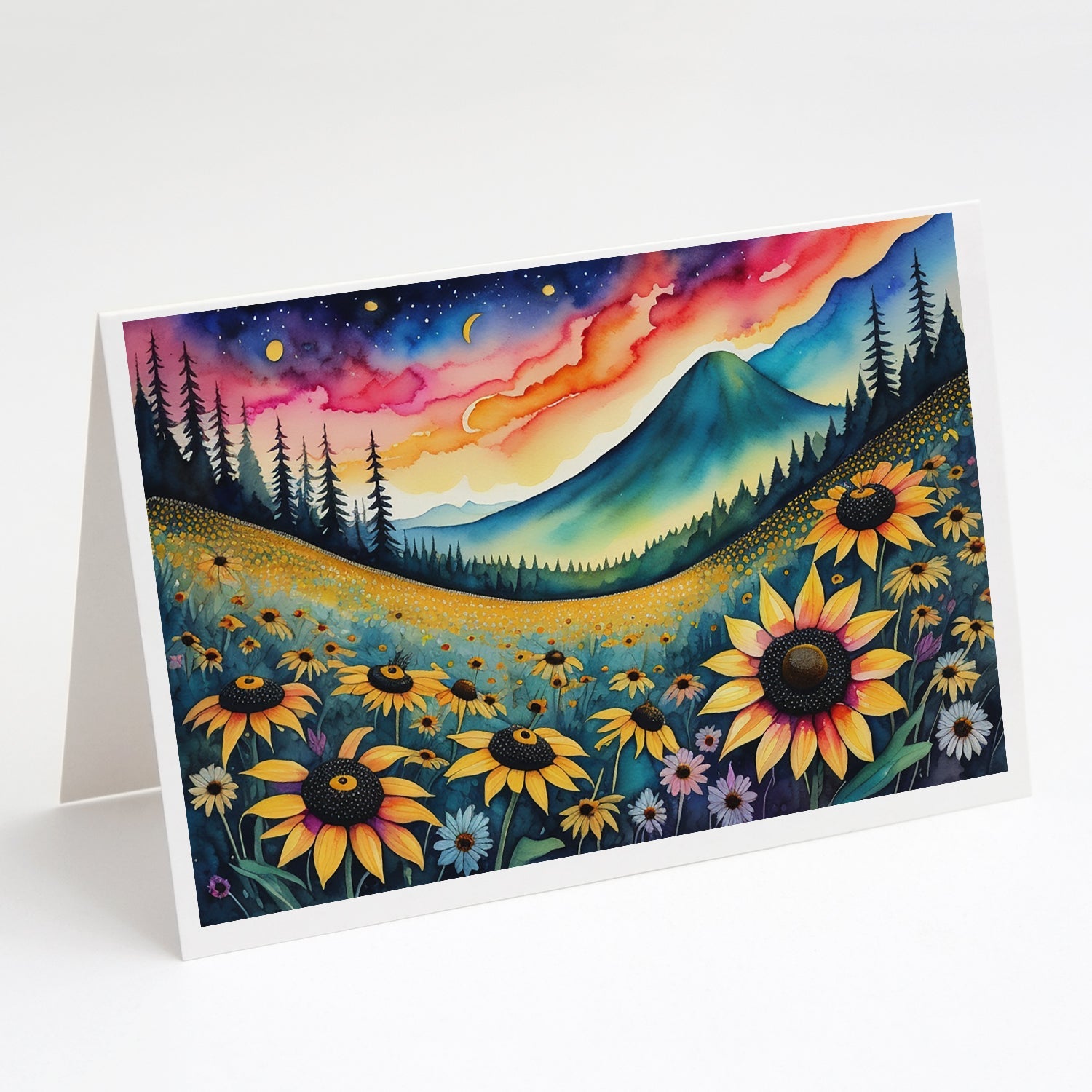 Black-eyed Susans in Color Greeting Cards Pack of 8 Blank Cards with Envelopes Whimsical A7 Size 5x7