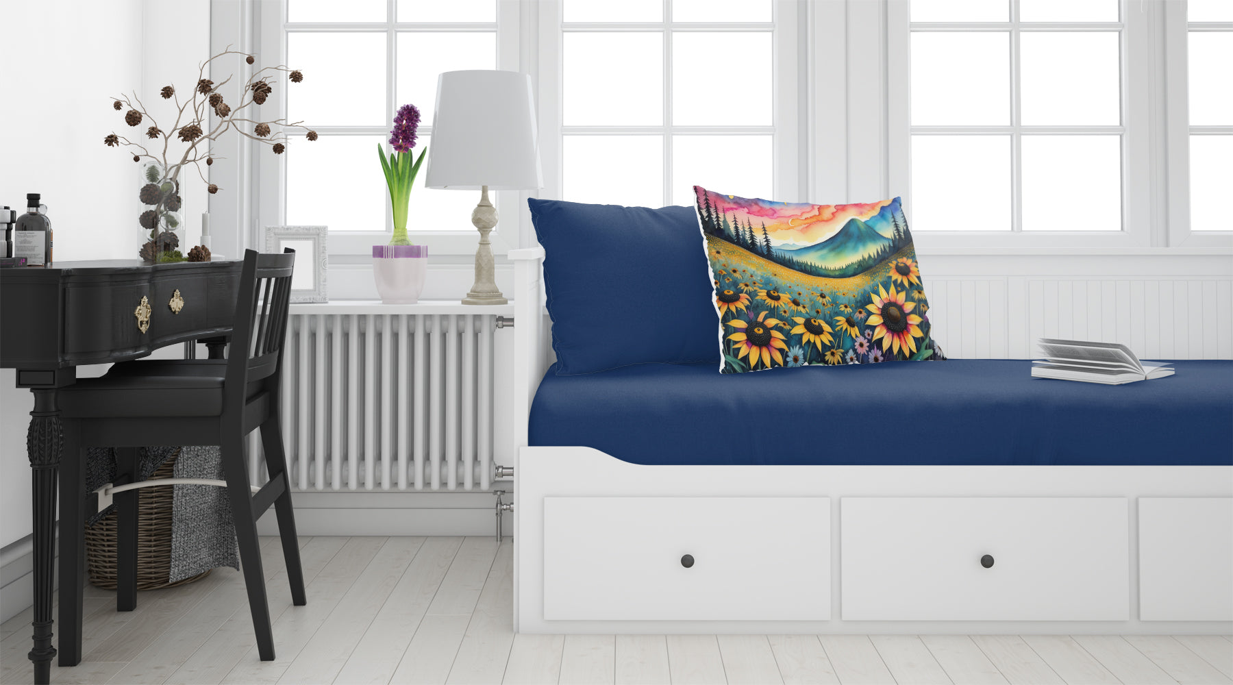 Black-eyed Susans in Color Standard Pillowcase Lightweight Super Soft Easy Care Decorative Artwork Pillowcase, Standard