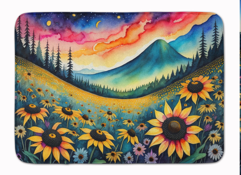 Black-eyed Susans in Color Memory Foam Kitchen Mat Machine Washable Anti-Fatigue Cushion Comfort Bath or Kitchen Rug