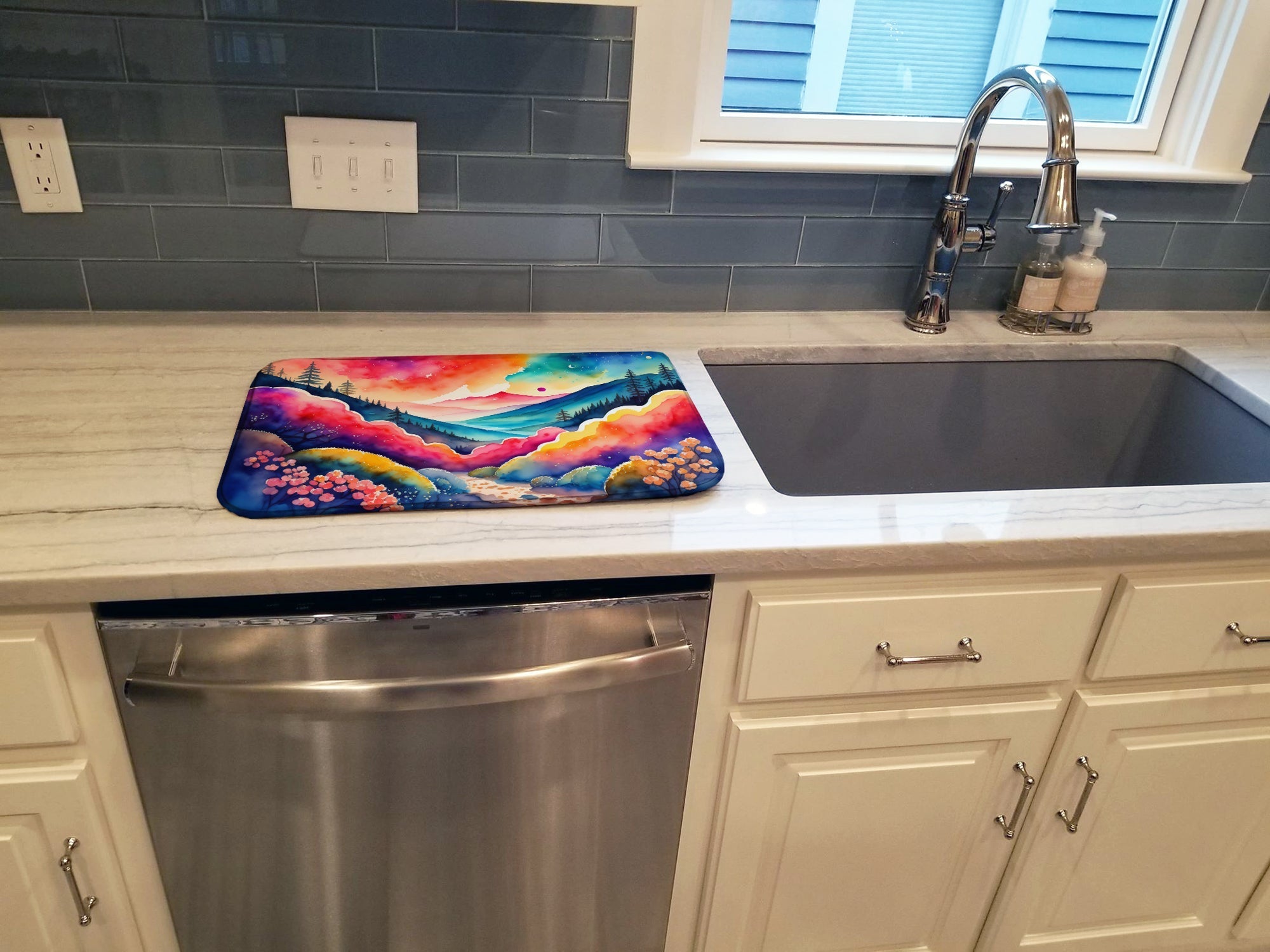 Brunia in Color Dish Drying Mat Absorbent Dish Drying Mat Pad for Kitchen Counter Dish Drainer Mat for Countertop, 14 x 21", Multicolor