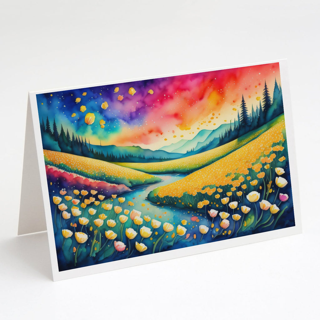 Buttercups in Color Greeting Cards Pack of 8 Blank Cards with Envelopes Whimsical A7 Size 5x7