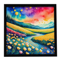 Buttercups in Color Framed Metal Print Bathroom, Kitchen, Office, Home Decor Wall Art Ready to Hang, Square, 8X8