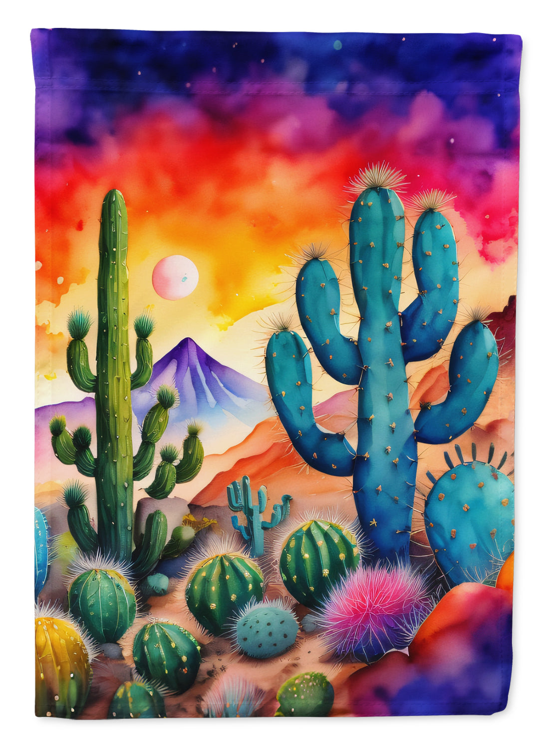 Cactus in Color House Flag 28x40 Porch Sleeve Pole Decorative Outside Yard Banner Artwork Wall Hanging, Polyester