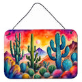 Cactus in Color Wall or Door Hanging Prints Aluminum Metal Sign Kitchen Wall Bar Bathroom Plaque Home Decor, 8HX12W, Multicolor