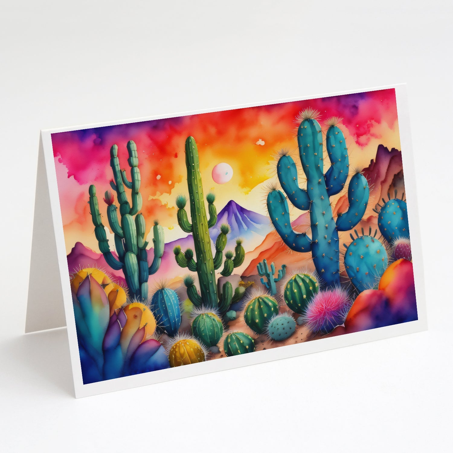 Cactus in Color Greeting Cards Pack of 8 Blank Cards with Envelopes Whimsical A7 Size 5x7