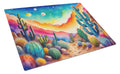 Cactus in Color Cutting Board Tempered Glass Kitchen Cutting Surface, Heat Resistant Chopping, Non-Slip Feet, Food Prep & Serving