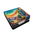 Cactus in Color PU Leather Note Paper Holder with Artist-Designed Cover, Desk Accessory, Office Gift