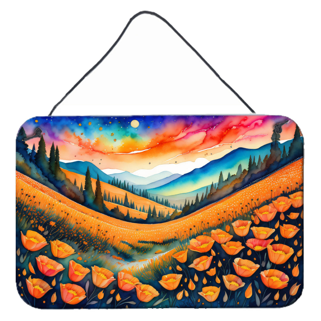 California Poppies in Color Wall or Door Hanging Prints Aluminum Metal Sign Kitchen Wall Bar Bathroom Plaque Home Decor, 8HX12W, Multicolor