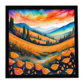 California Poppies in Color Framed Metal Print Bathroom, Kitchen, Office, Home Decor Wall Art Ready to Hang, Square, 8X8