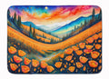 California Poppies in Color Memory Foam Kitchen Mat Machine Washable Anti-Fatigue Cushion Comfort Bath or Kitchen Rug