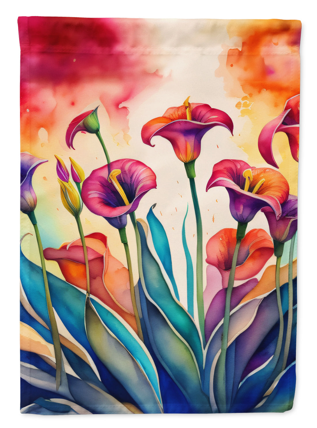 Calla Lilies in Color House Flag 28x40 Porch Sleeve Pole Decorative Outside Yard Banner Artwork Wall Hanging, Polyester