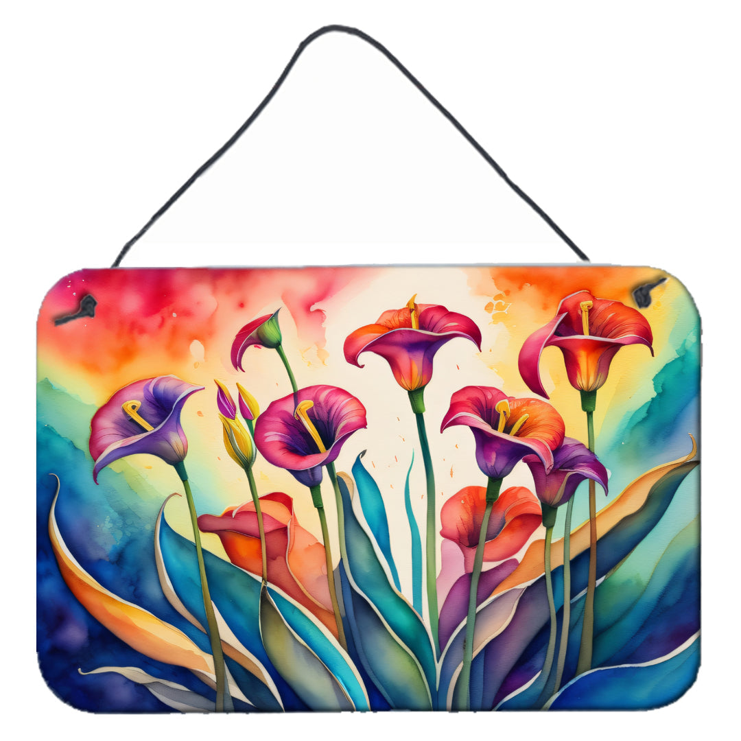 Calla Lilies in Color Wall or Door Hanging Prints Aluminum Metal Sign Kitchen Wall Bar Bathroom Plaque Home Decor, 8HX12W, Multicolor