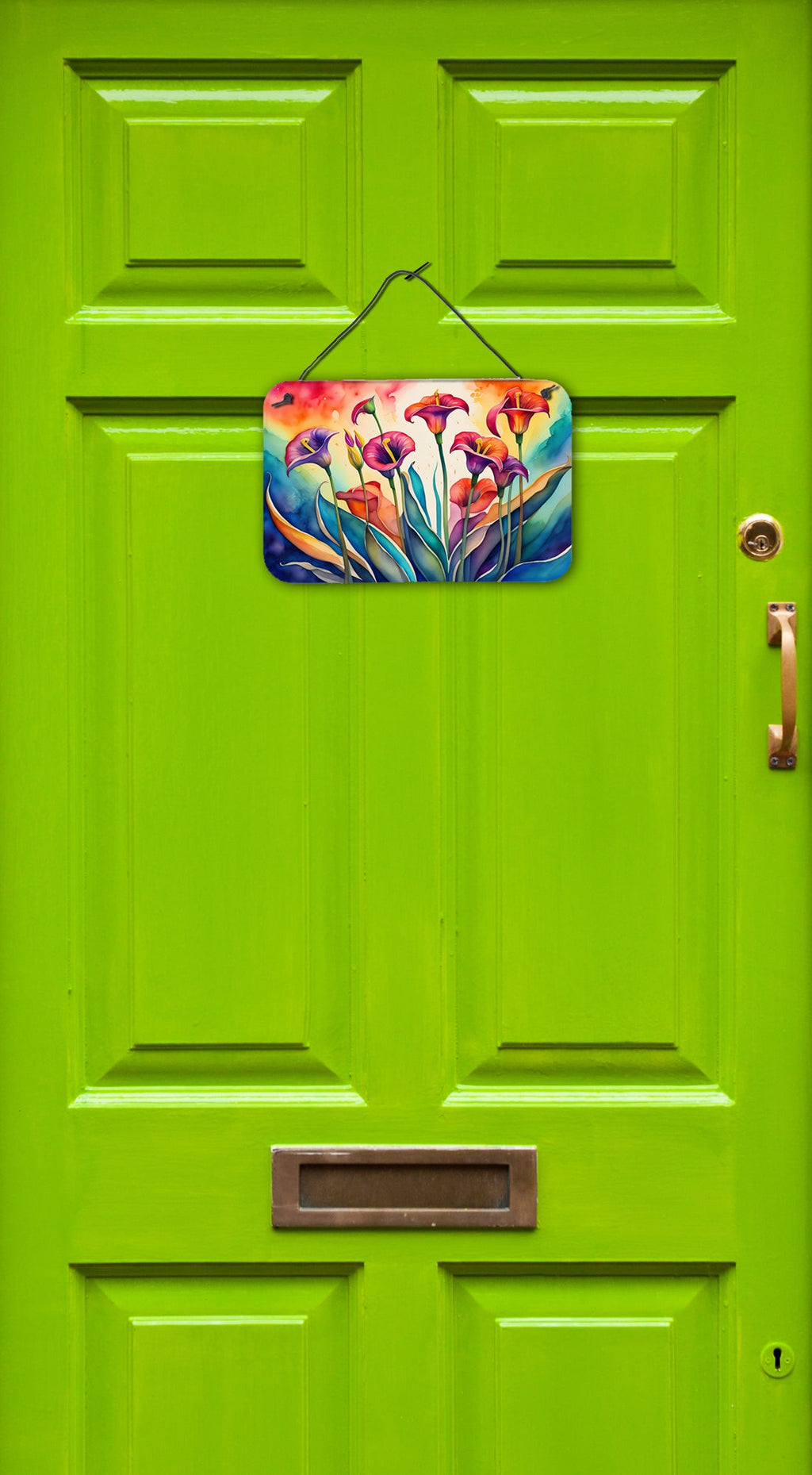 Calla Lilies in Color Wall or Door Hanging Prints Aluminum Metal Sign Kitchen Wall Bar Bathroom Plaque Home Decor, 8HX12W, Multicolor