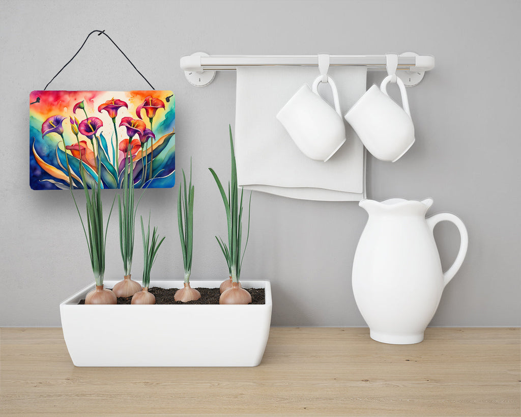 Calla Lilies in Color Wall or Door Hanging Prints Aluminum Metal Sign Kitchen Wall Bar Bathroom Plaque Home Decor, 8HX12W, Multicolor