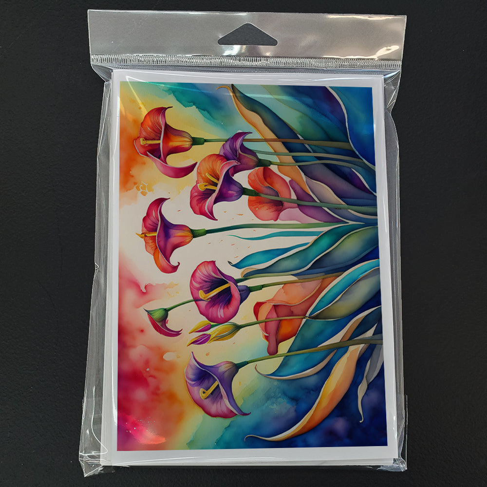 Calla Lilies in Color Greeting Cards Pack of 8 Blank Cards with Envelopes Whimsical A7 Size 5x7