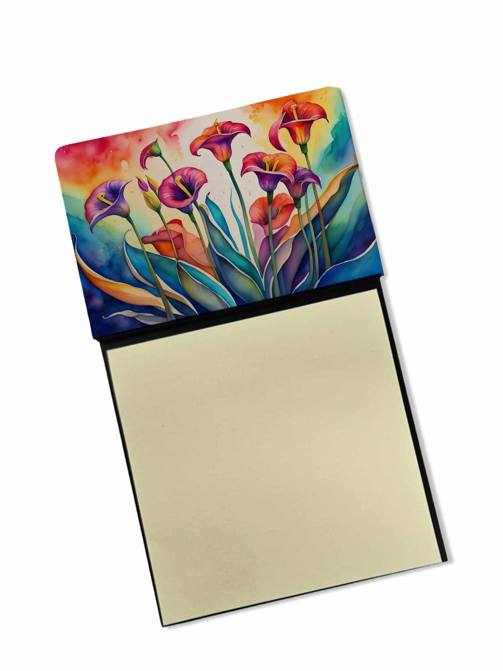 Calla Lilies in Color Watercolor Sticky Note Holder Refillable Dispenser Desk Accessory 3x3 Pad Gift
