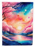 Cherry Blossom in Color House Flag 28x40 Porch Sleeve Pole Decorative Outside Yard Banner Artwork Wall Hanging, Polyester