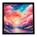 Cherry Blossom in Color Framed Metal Print Bathroom, Kitchen, Office, Home Decor Wall Art Ready to Hang, Square, 8X8