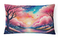 Cherry Blossom in Color Decorative Throw Pillow 12x16 Indoor Outdoor Accent Cushion, Fabric Cover with Insert for Sofa, Bed, Porch & Living Room