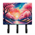 Cherry Blossom in Color Leash or Key Holder Wall Hooks, Coat Rack Wall Mount, for Hanging Keys, Towels, Aprons, Leashes