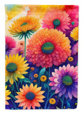 Chrysanthemums in Color House Flag 28x40 Porch Sleeve Pole Decorative Outside Yard Banner Artwork Wall Hanging, Polyester