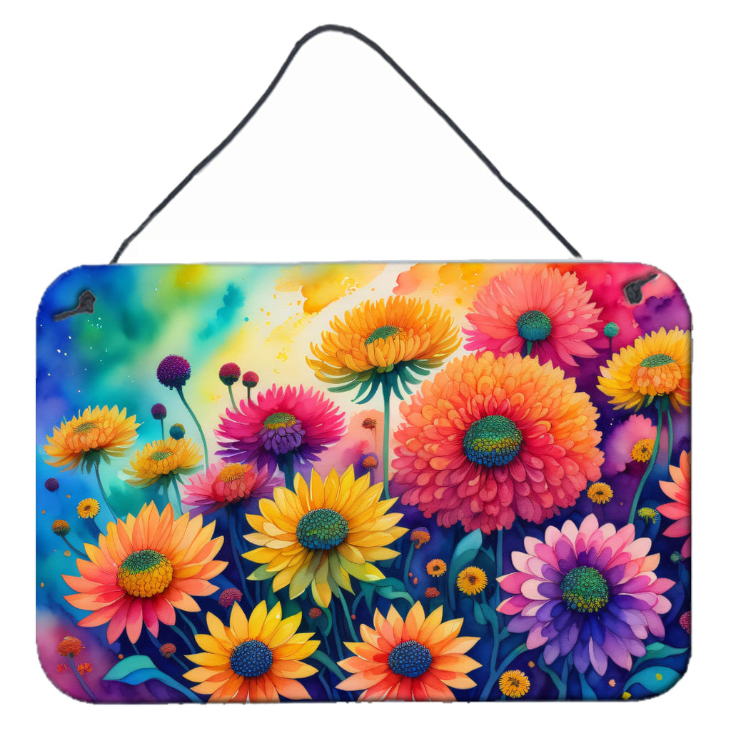 Chrysanthemums in Color Wall or Door Hanging Prints Aluminum Metal Sign Kitchen Wall Bar Bathroom Plaque Home Decor, 8HX12W, Multicolor