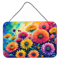 Chrysanthemums in Color Wall or Door Hanging Prints Aluminum Metal Sign Kitchen Wall Bar Bathroom Plaque Home Decor, 8HX12W, Multicolor