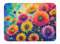 Chrysanthemums in Color Memory Foam Kitchen Mat Machine Washable Anti-Fatigue Cushion Comfort Bath or Kitchen Rug