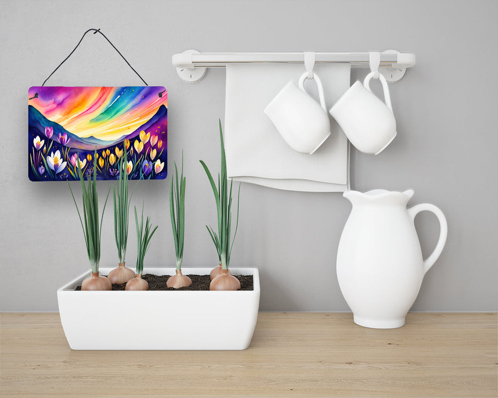 Crocus in Color Wall or Door Hanging Prints Aluminum Metal Sign Kitchen Wall Bar Bathroom Plaque Home Decor, 8HX12W, Multicolor