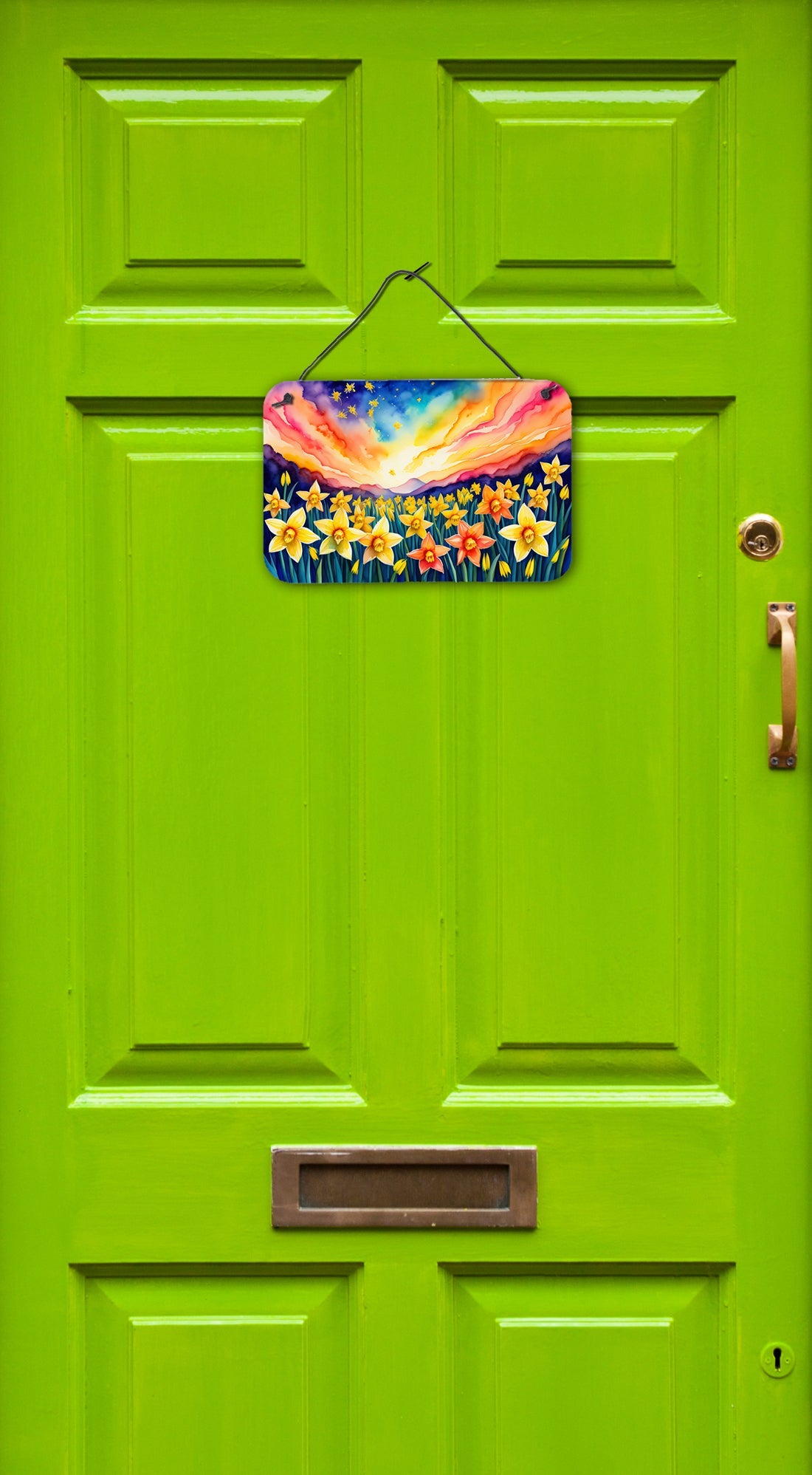 Daffodils in Color Wall or Door Hanging Prints Aluminum Metal Sign Kitchen Wall Bar Bathroom Plaque Home Decor, 8HX12W, Multicolor