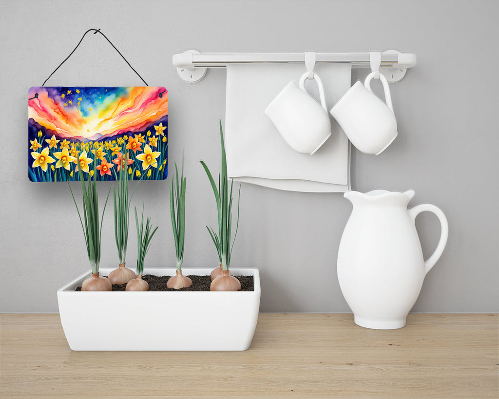 Daffodils in Color Wall or Door Hanging Prints Aluminum Metal Sign Kitchen Wall Bar Bathroom Plaque Home Decor, 8HX12W, Multicolor