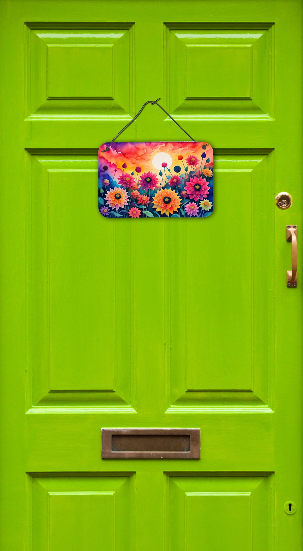 Dahlias in Color Wall or Door Hanging Prints Aluminum Metal Sign Kitchen Wall Bar Bathroom Plaque Home Decor, 8HX12W, Multicolor