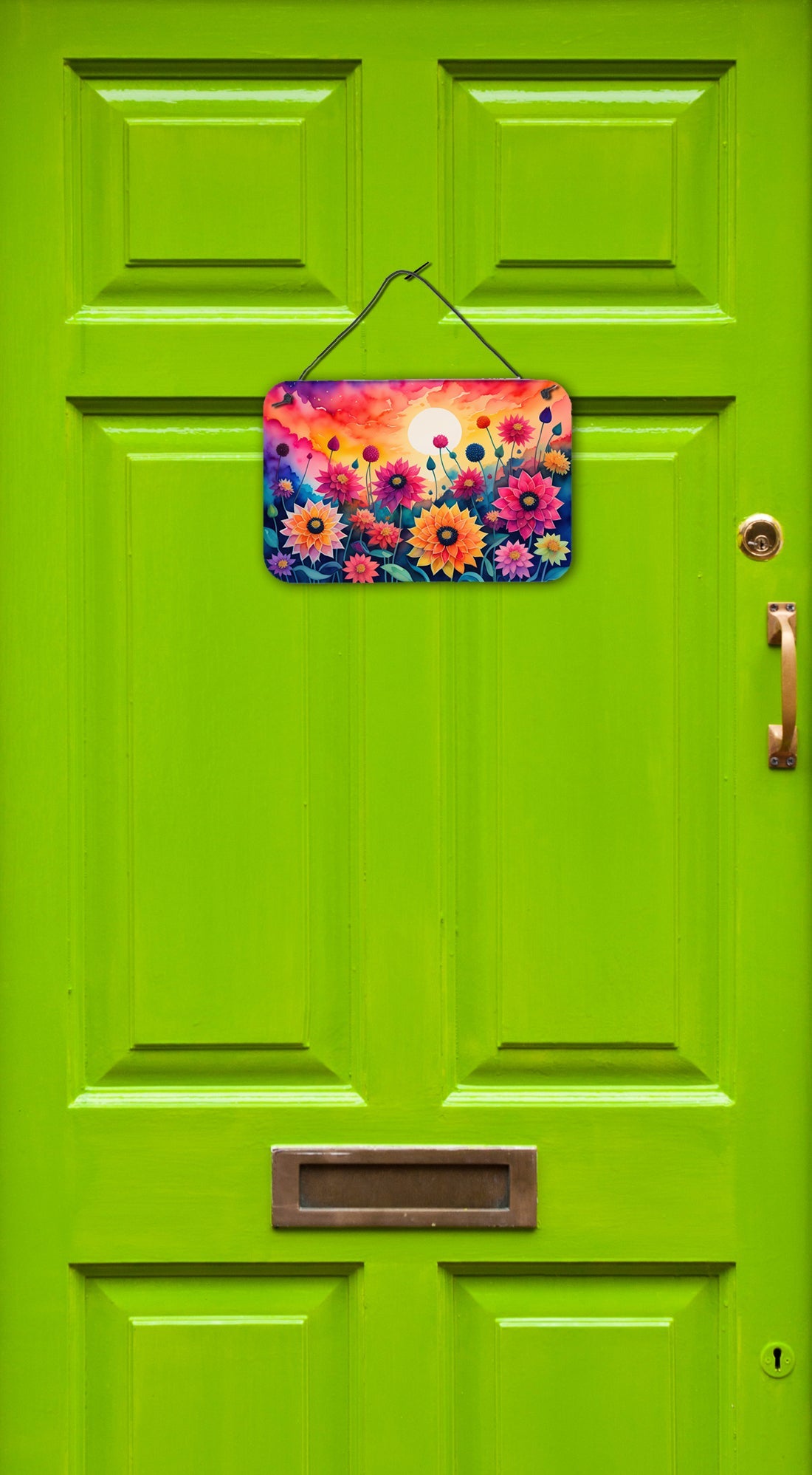 Dahlias in Color Wall or Door Hanging Prints Aluminum Metal Sign Kitchen Wall Bar Bathroom Plaque Home Decor, 8HX12W, Multicolor