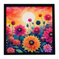 Dahlias in Color Framed Metal Print Bathroom, Kitchen, Office, Home Decor Wall Art Ready to Hang, Square, 8X8
