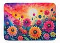 Dahlias in Color Memory Foam Kitchen Mat Machine Washable Anti-Fatigue Cushion Comfort Bath or Kitchen Rug