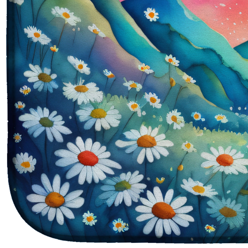 Daisies in Color Dish Drying Mat Absorbent Dish Drying Mat Pad for Kitchen Counter Dish Drainer Mat for Countertop, 14 x 21", Multicolor