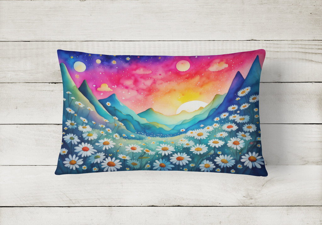 Daisies in Color Decorative Throw Pillow 12x16 Indoor Outdoor Accent Cushion, Fabric Cover with Insert for Sofa, Bed, Porch & Living Room