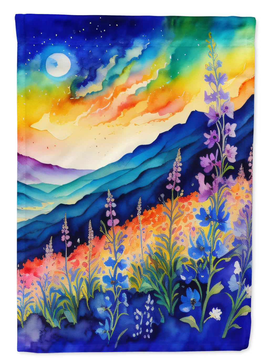 Delphinium in Color House Flag 28x40 Porch Sleeve Pole Decorative Outside Yard Banner Artwork Wall Hanging, Polyester