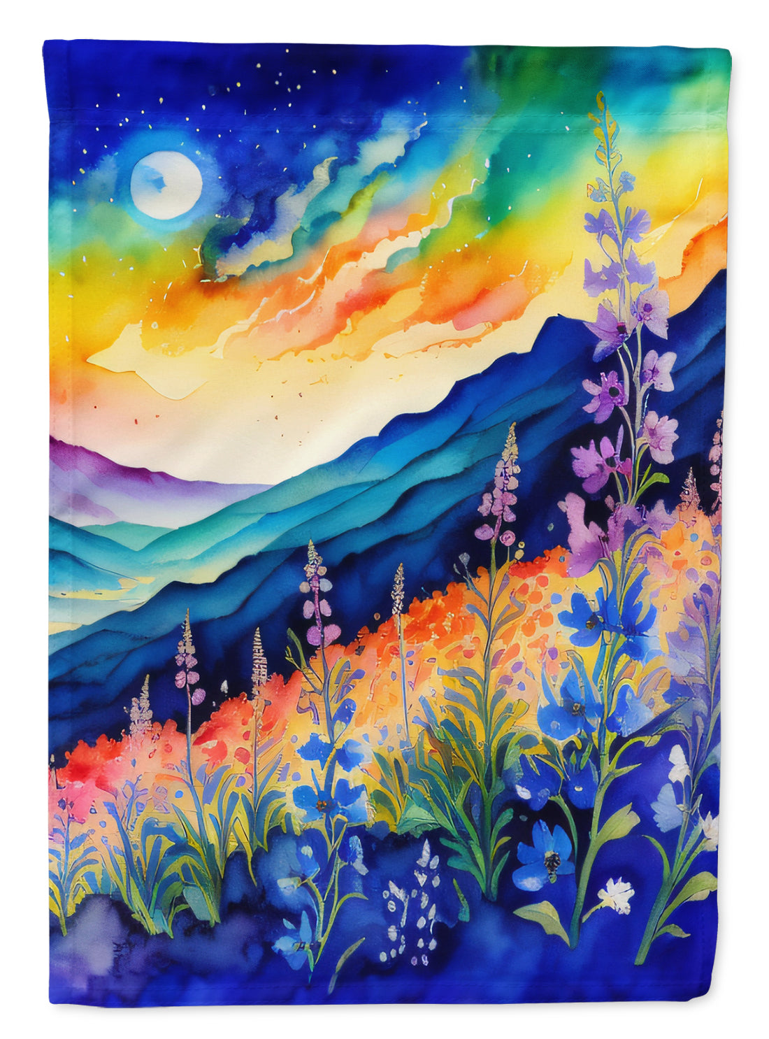 Delphinium in Color House Flag 28x40 Porch Sleeve Pole Decorative Outside Yard Banner Artwork Wall Hanging, Polyester
