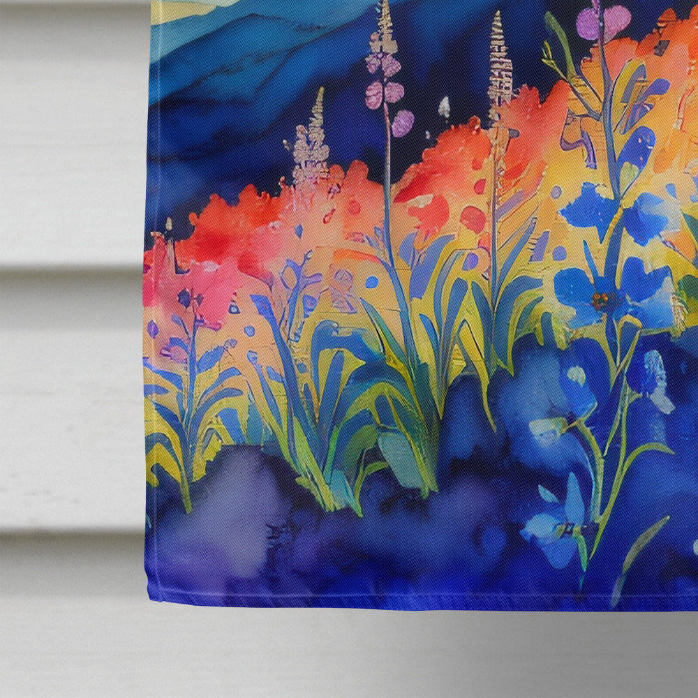 Delphinium in Color House Flag 28x40 Porch Sleeve Pole Decorative Outside Yard Banner Artwork Wall Hanging, Polyester