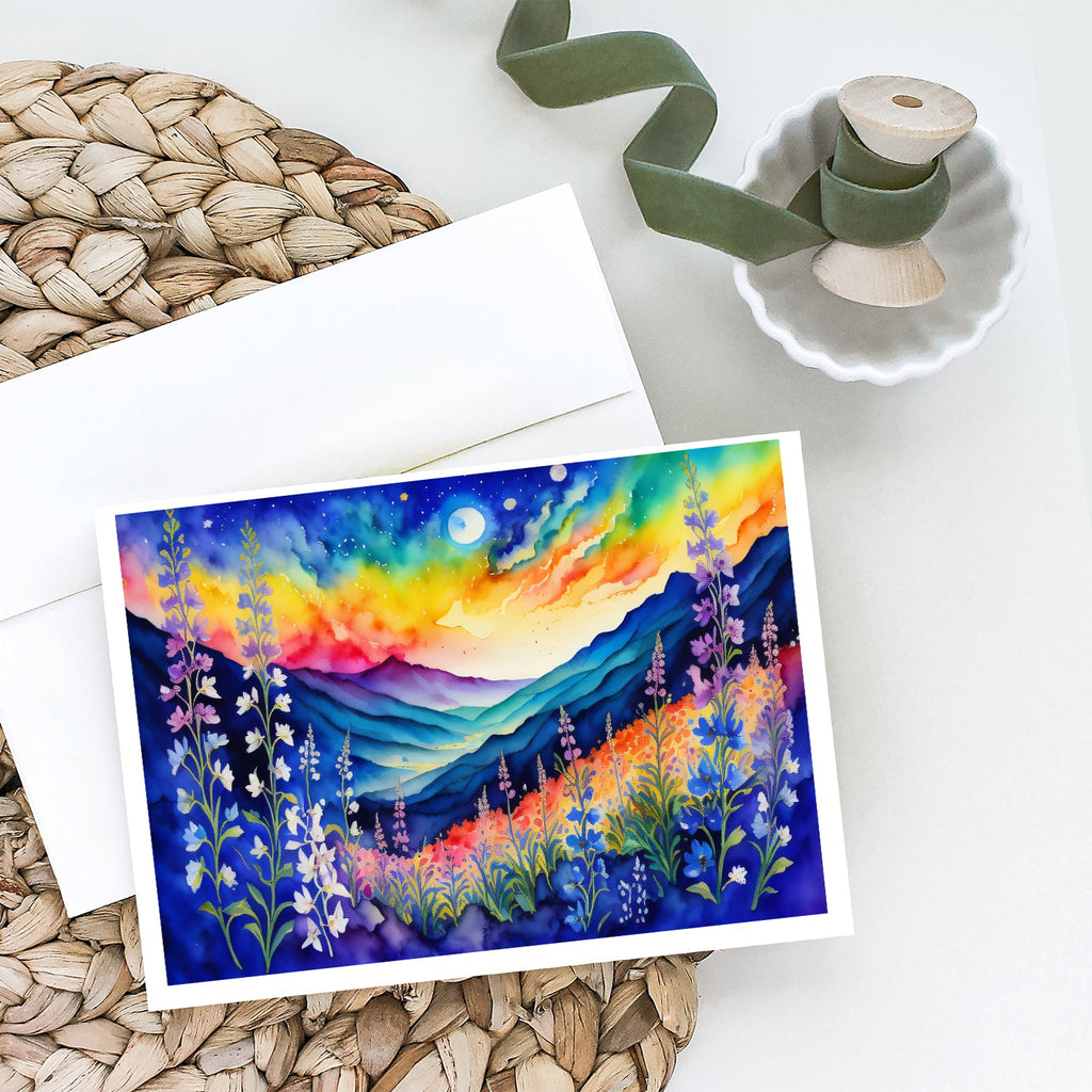 Delphinium in Color Greeting Cards Pack of 8 Blank Cards with Envelopes Whimsical A7 Size 5x7