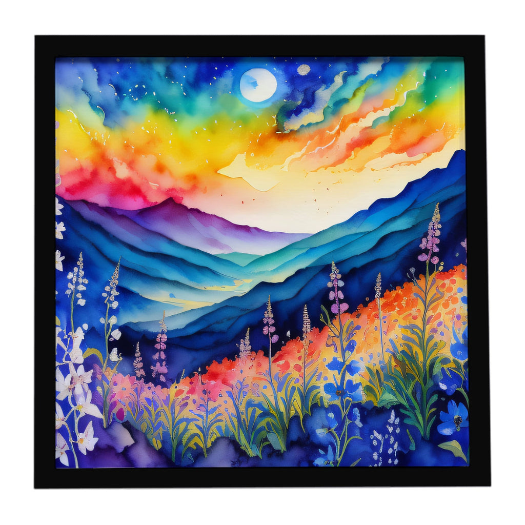 Delphinium in Color Framed Metal Print Bathroom, Kitchen, Office, Home Decor Wall Art Ready to Hang, Square, 8X8