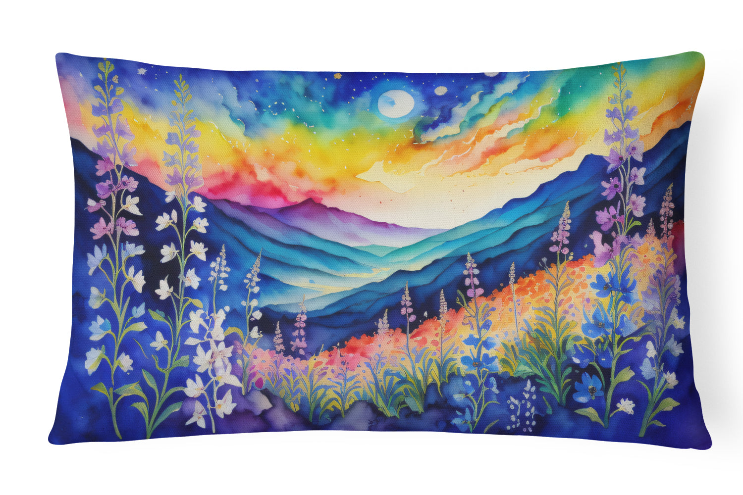 Delphinium in Color Decorative Throw Pillow 12x16 Indoor Outdoor Accent Cushion, Fabric Cover with Insert for Sofa, Bed, Porch & Living Room