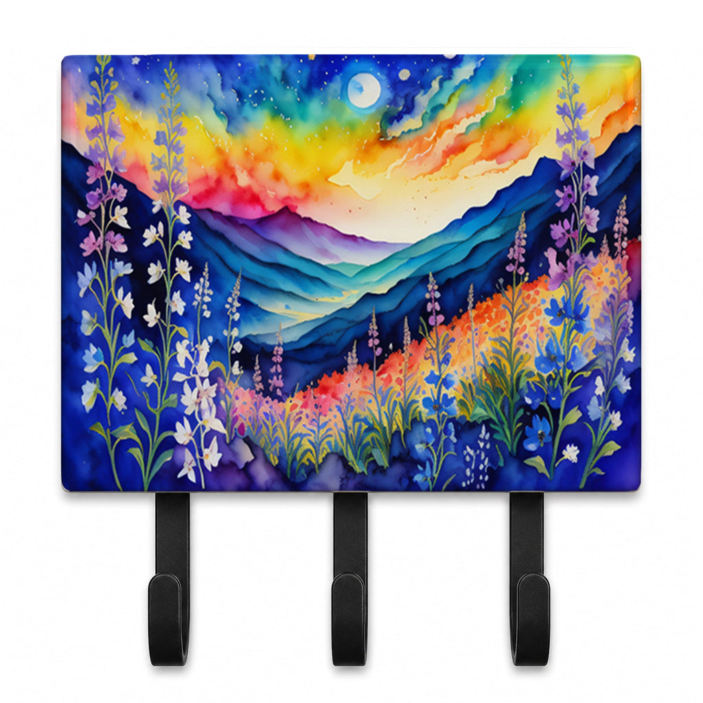 Delphinium in Color Leash or Key Holder Wall Hooks, Coat Rack Wall Mount, for Hanging Keys, Towels, Aprons, Leashes