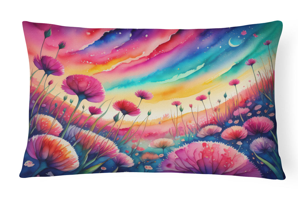 Dianthus in Color Decorative Throw Pillow 12x16 Indoor Outdoor Accent Cushion, Fabric Cover with Insert for Sofa, Bed, Porch & Living Room
