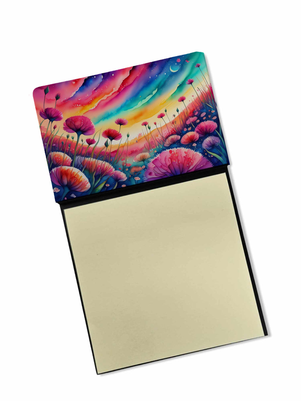 Dianthus in Color Watercolor Sticky Note Holder Refillable Dispenser Desk Accessory 3x3 Pad Gift
