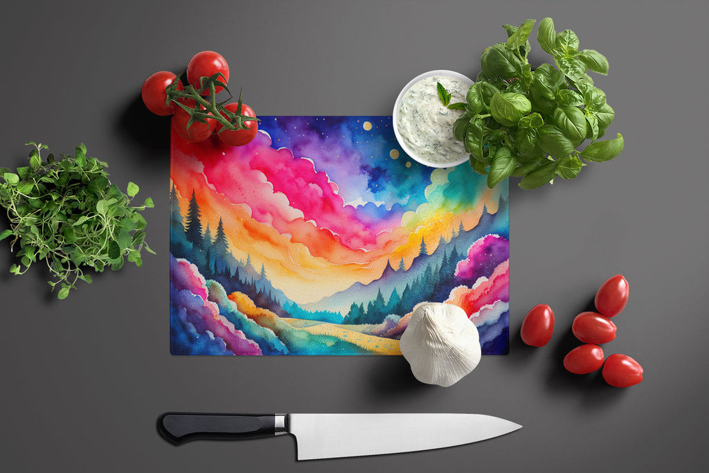Dusty Miller in Color Cutting Board Tempered Glass Kitchen Cutting Surface, Heat Resistant Chopping, Non-Slip Feet, Food Prep & Serving