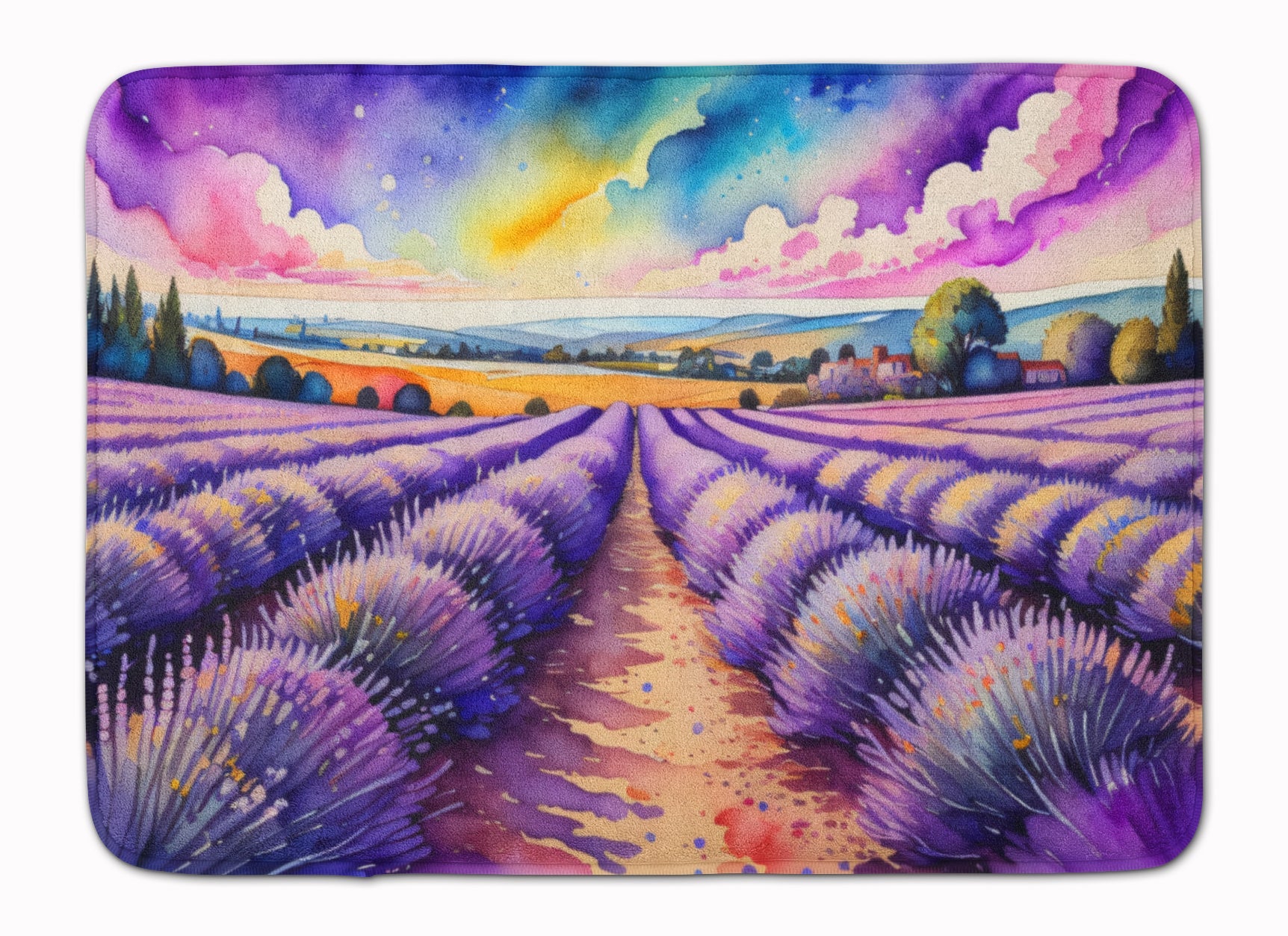 English Lavender in Color Memory Foam Kitchen Mat Machine Washable Anti-Fatigue Cushion Comfort Bath or Kitchen Rug