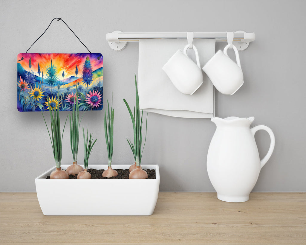 Eryngium in Color Wall or Door Hanging Prints Aluminum Metal Sign Kitchen Wall Bar Bathroom Plaque Home Decor, 8HX12W, Multicolor