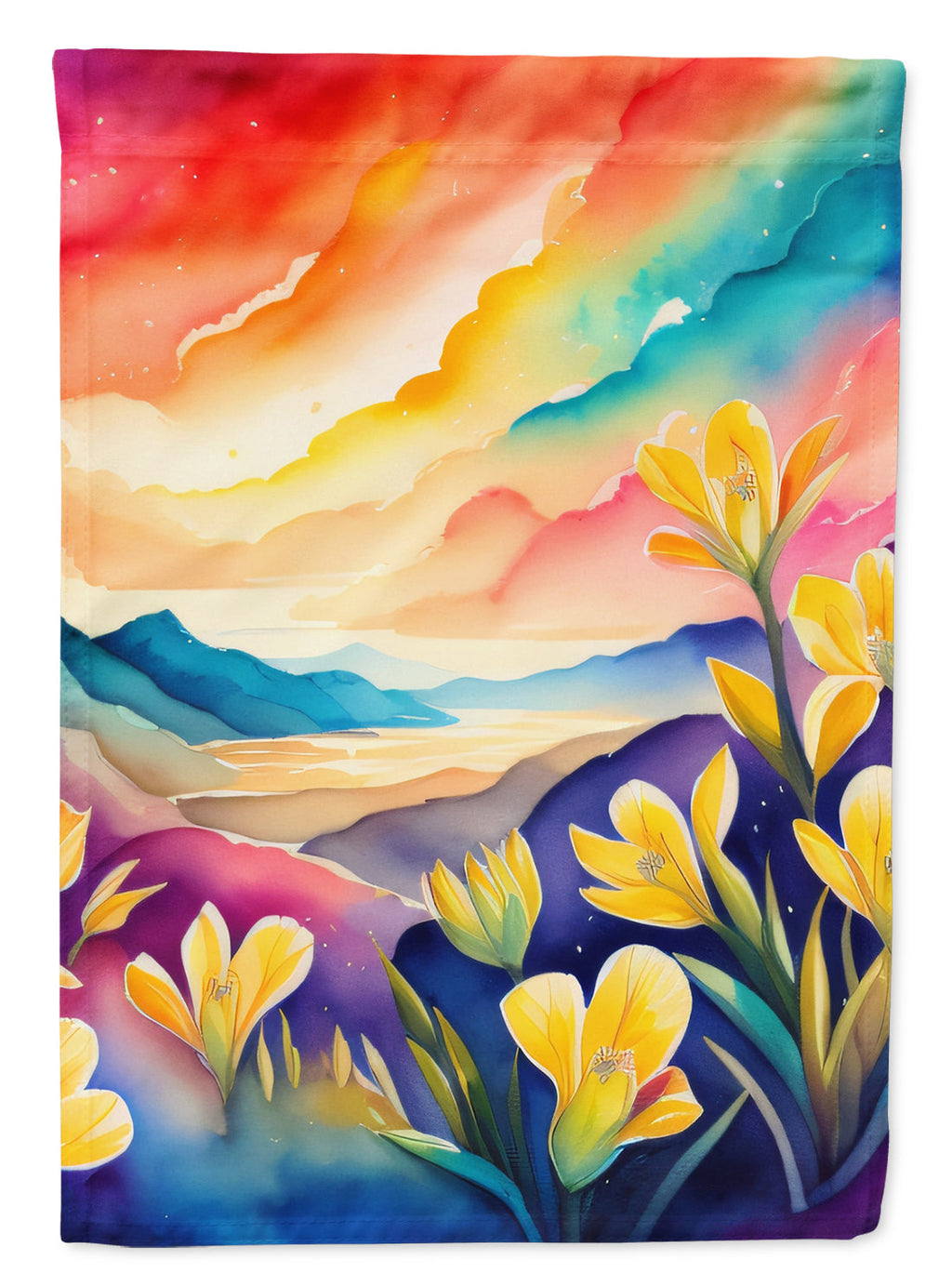 Freesia in Color House Flag 28x40 Porch Sleeve Pole Decorative Outside Yard Banner Artwork Wall Hanging, Polyester
